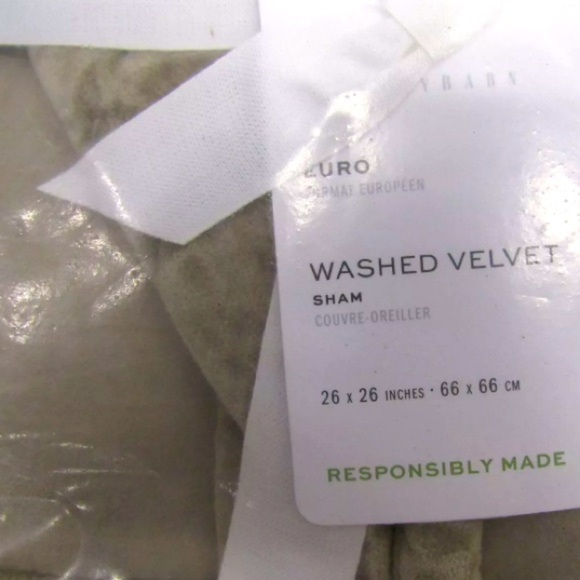 Lot Of 2 Pottery Barn Washed Velvet Sham, Euro Taupe NWT - Picture 2 of 3